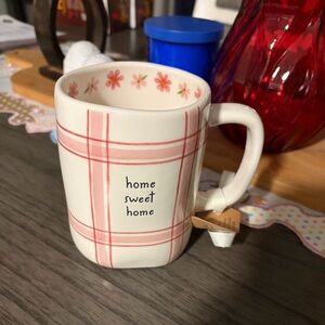 Rae Dunn Pink Plaid "home sweet home" Ceramic Mug
